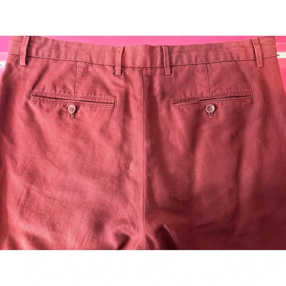 Banana Republic Mens Aiden‎ Fit Red Burgundy Herringbone Pants Sz 35x30 Casual